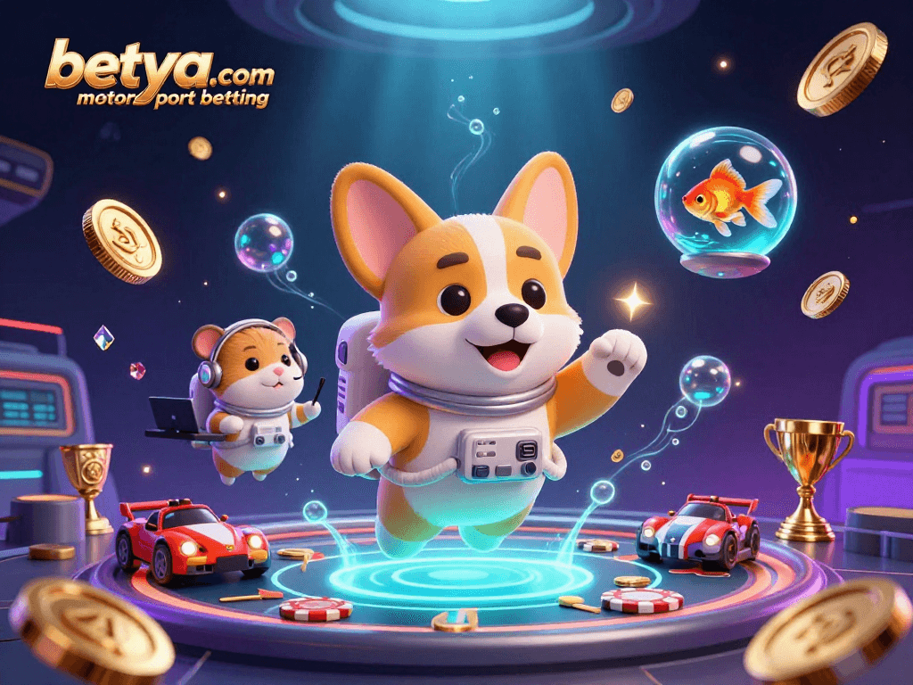 Engage in thrilling betya.com motorsport betting with vibrant 3D illustration of racing fun.