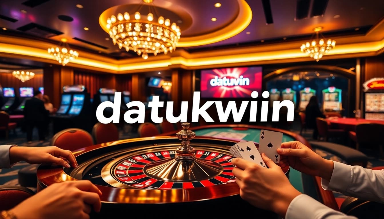 Pemain Datukwin menikmati permainan poker yang mendebarkan dengan chip berwarna-warni dan suasana kasino yang glamor