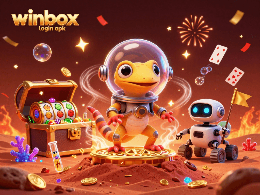 Engage with the exciting winbox login apk scene featuring a Martian gecko in a casino.