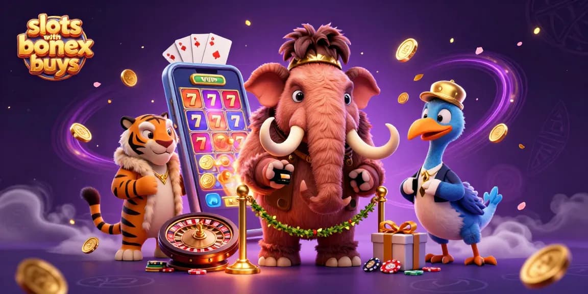 Experience exciting slots with bonus buys in action with a woolly mammoth checking IDs and a saber-tooth tiger VIP at the door