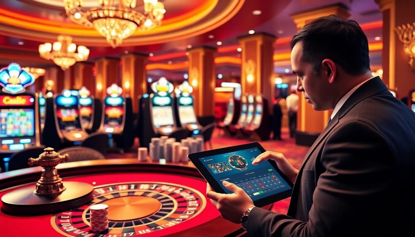 Experience the excitement of batman138 login at a vibrant casino with slot machines and roulette.