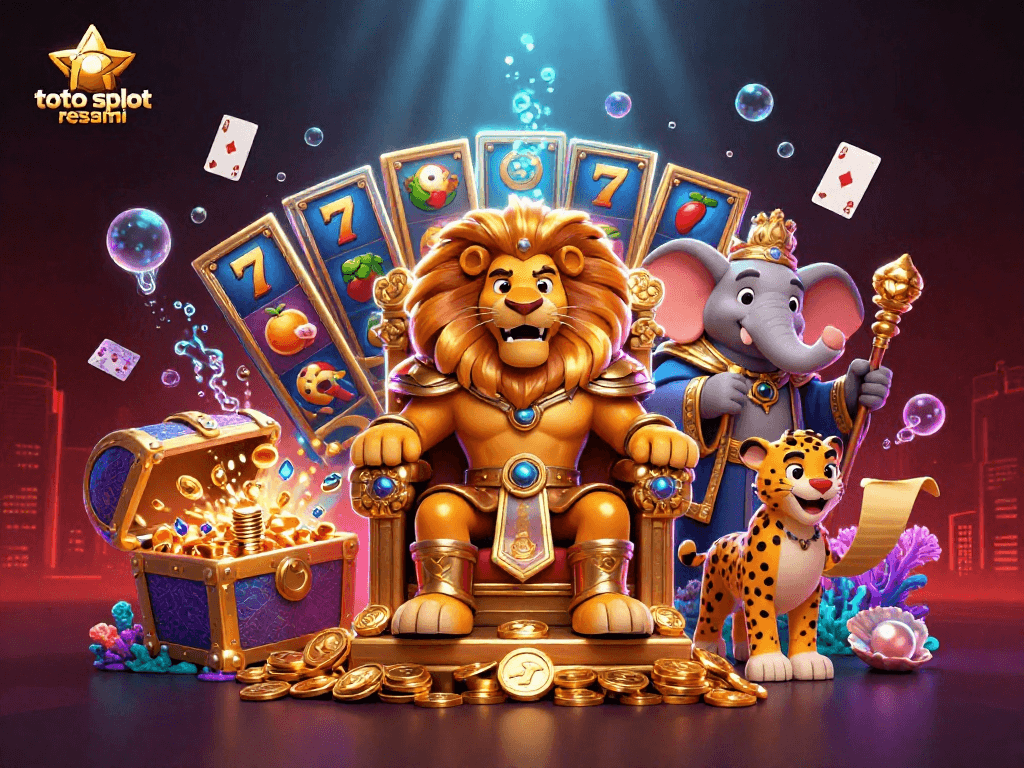 Experience thrilling gameplay with toto slot resmi as the lion king rules the casino realm, surrounded by golden treasures.