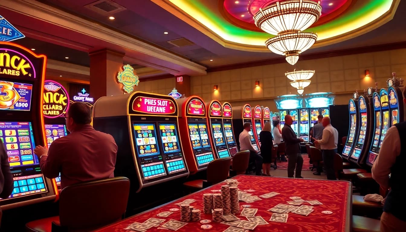 Experience the thrill of slot demo PG with players engaging in vibrant slot machines.