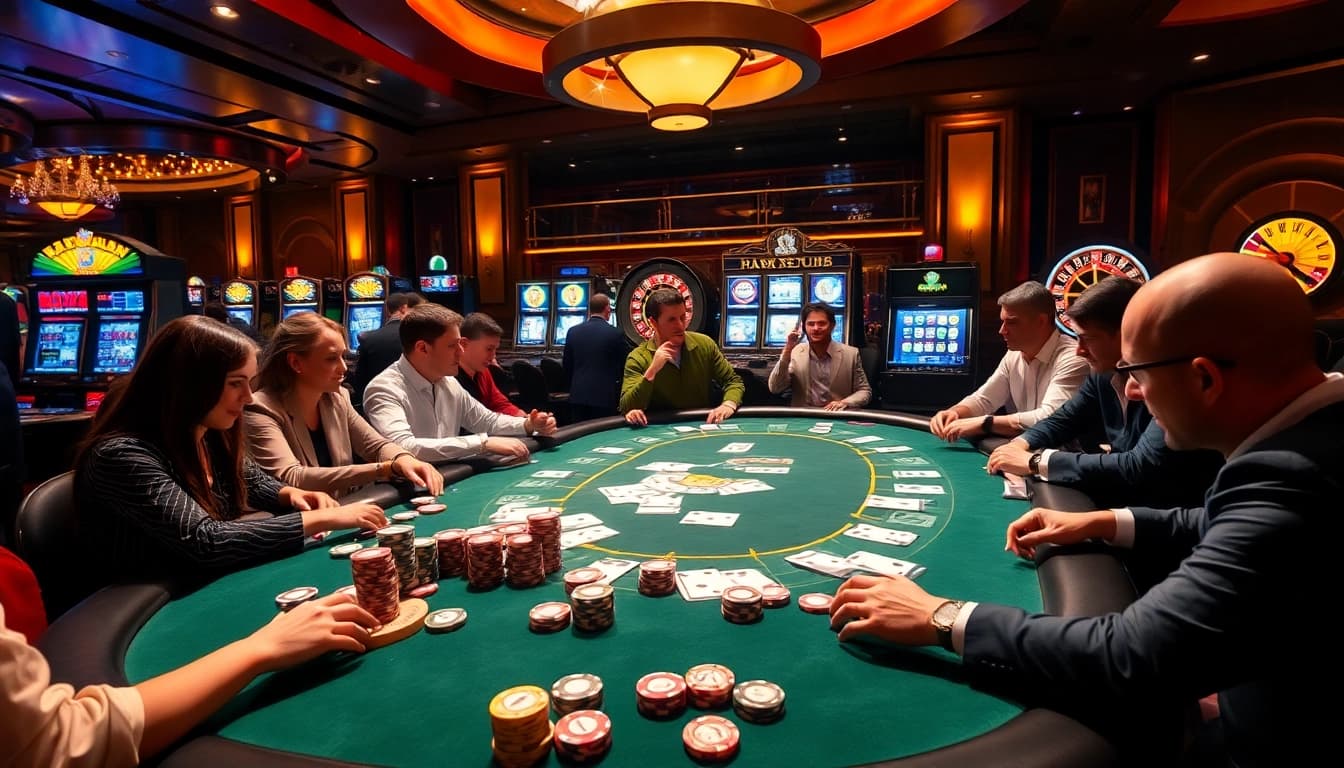 Trải nghiệm sự hào hứng của 24kclub tại bàn poker sang trọng với những chiếc chip poker sống động và bầu không khí cuốn hút.