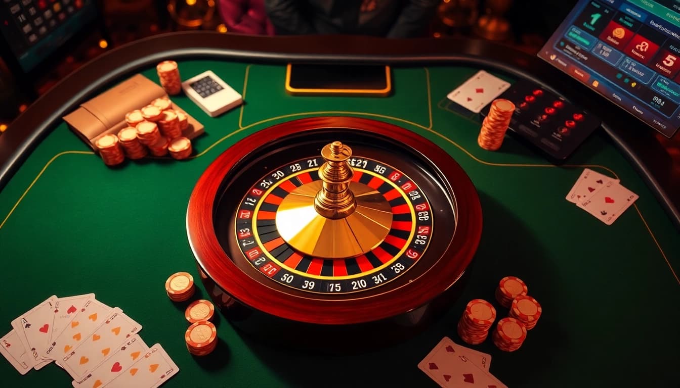 Experience online gambling excitement with MK8's vibrant casino table and dynamic atmosphere.