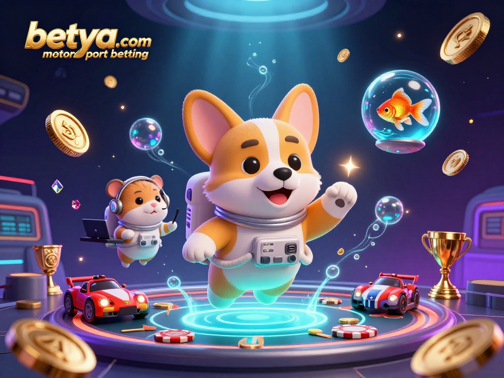 Engage in thrilling betya.com motorsport betting with vibrant 3D illustration of racing fun.