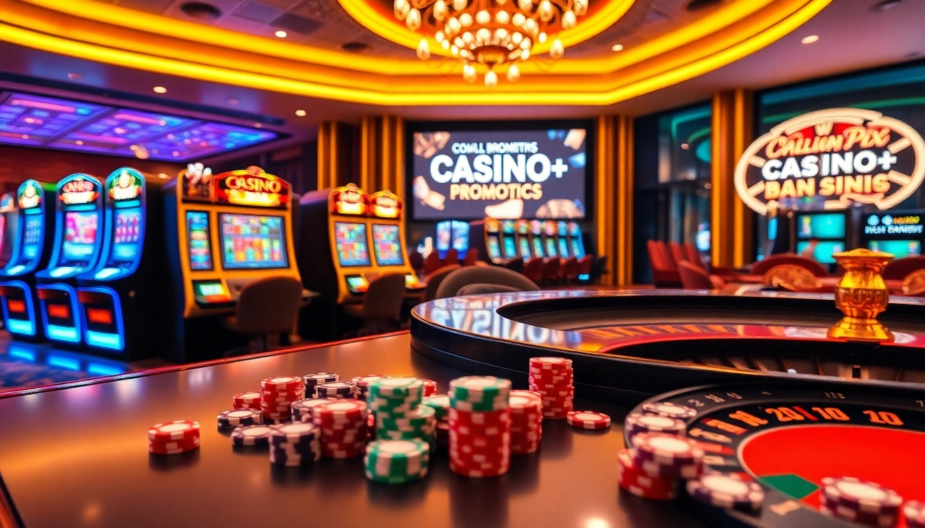 Exciting cassino pix gaming scene with modern slot machines and vibrant roulette wheel.