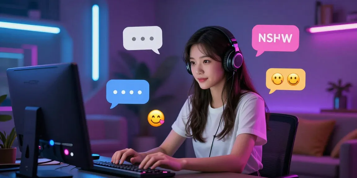 A vibrant digital environment showcasing NSFW AI chat character interacting with users in a playful setting.