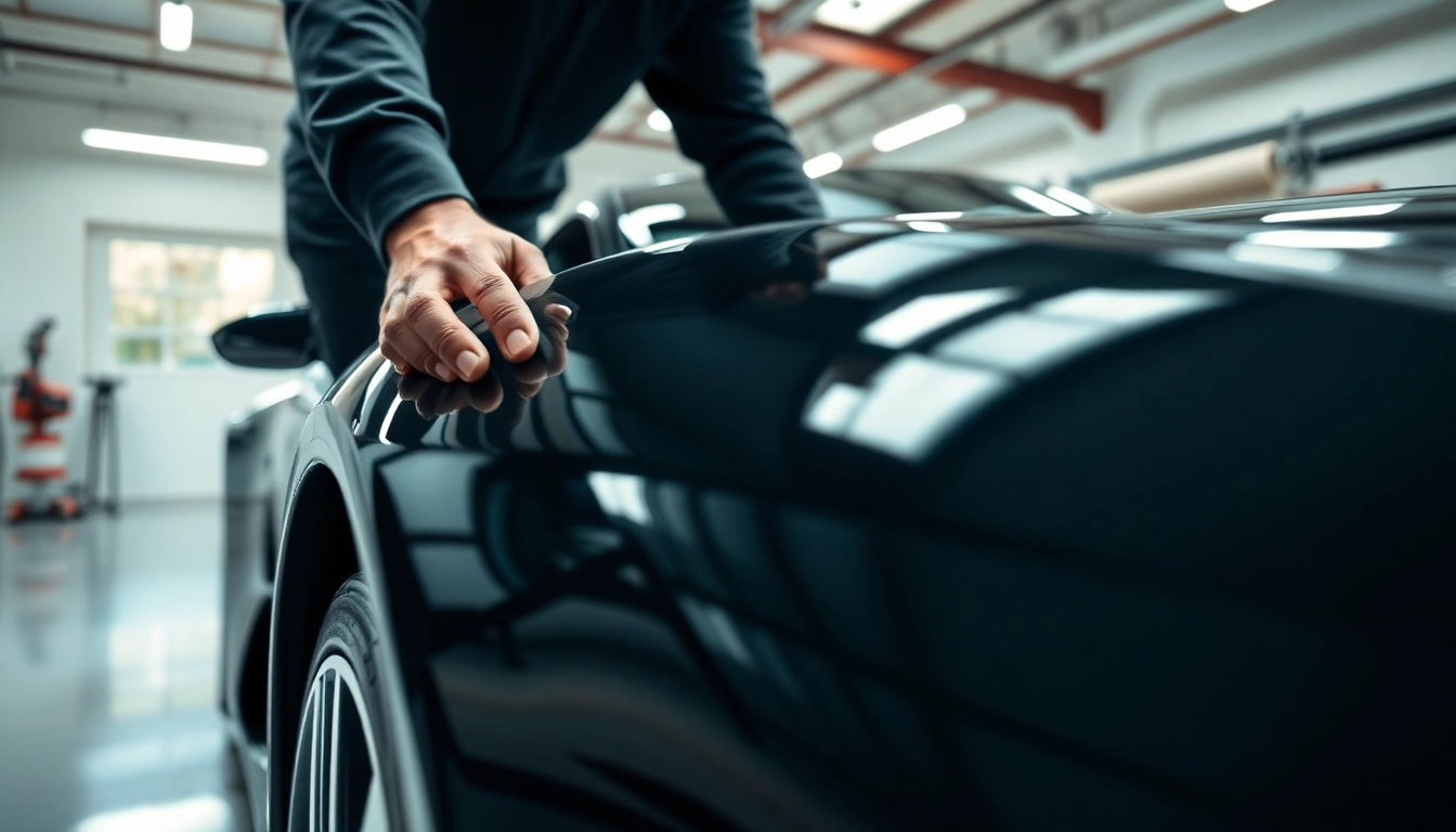 Protect your car with paint protection film near me during a professional installation.