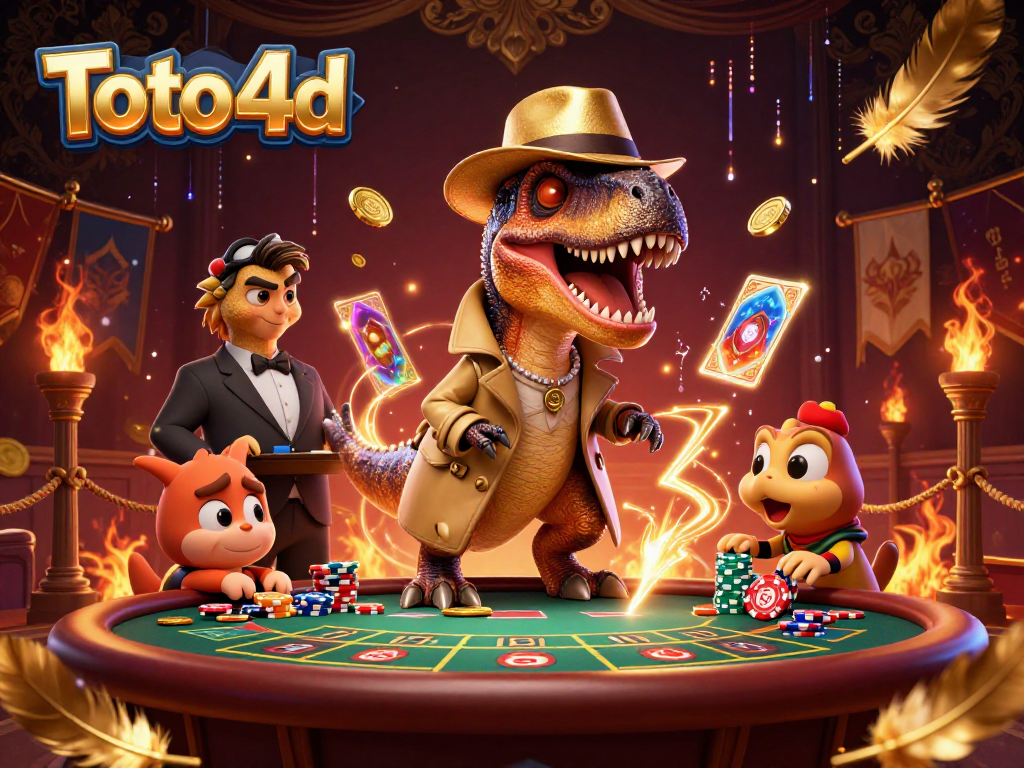 Engage in thrilling Toto 4d gameplay with animated characters and vibrant casino elements.