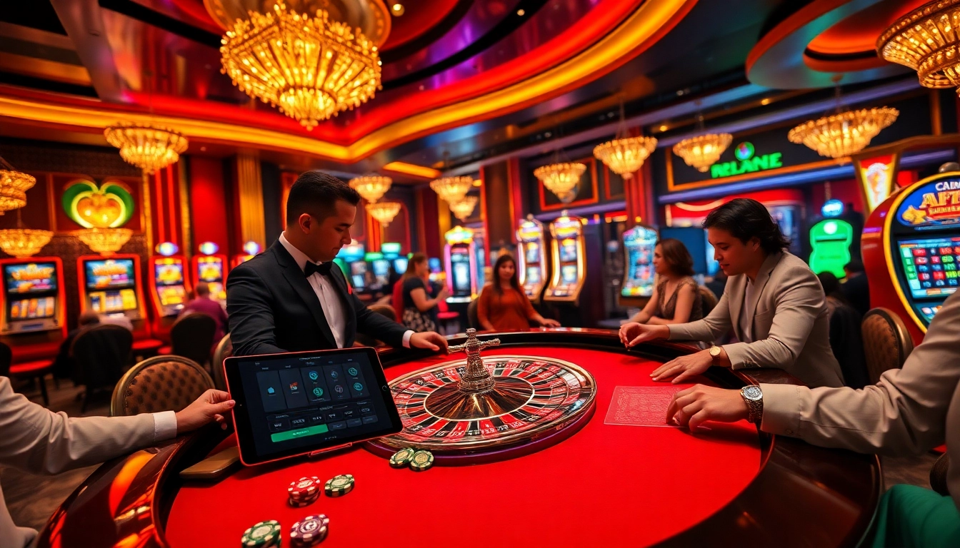 Players enjoying live roulette and poker at a casino, showcasing rr88.com digital betting interface.
