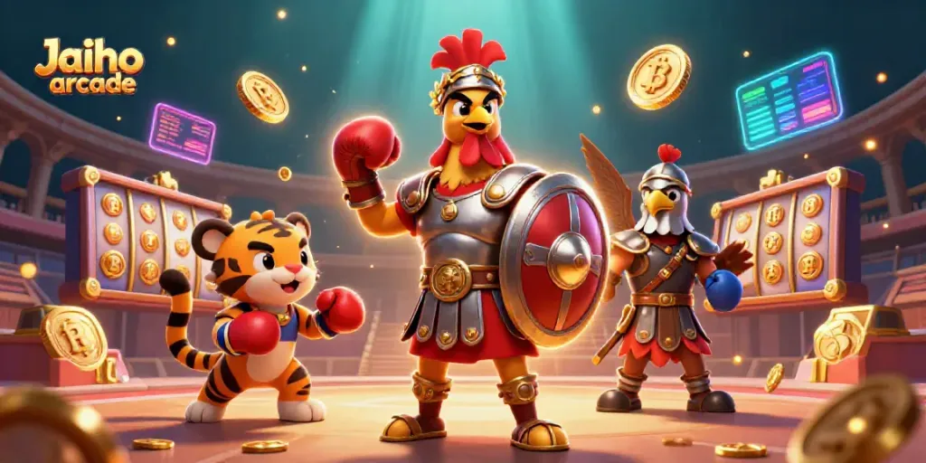 Win big with Jaiho arcade's vibrant gaming scene featuring unique characters and thrilling elements.