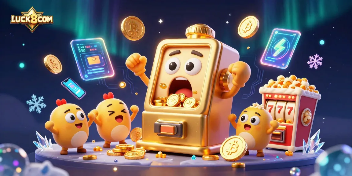 Unleash exciting jackpots with LUCK8COM's vibrant 3D slot machine celebration.