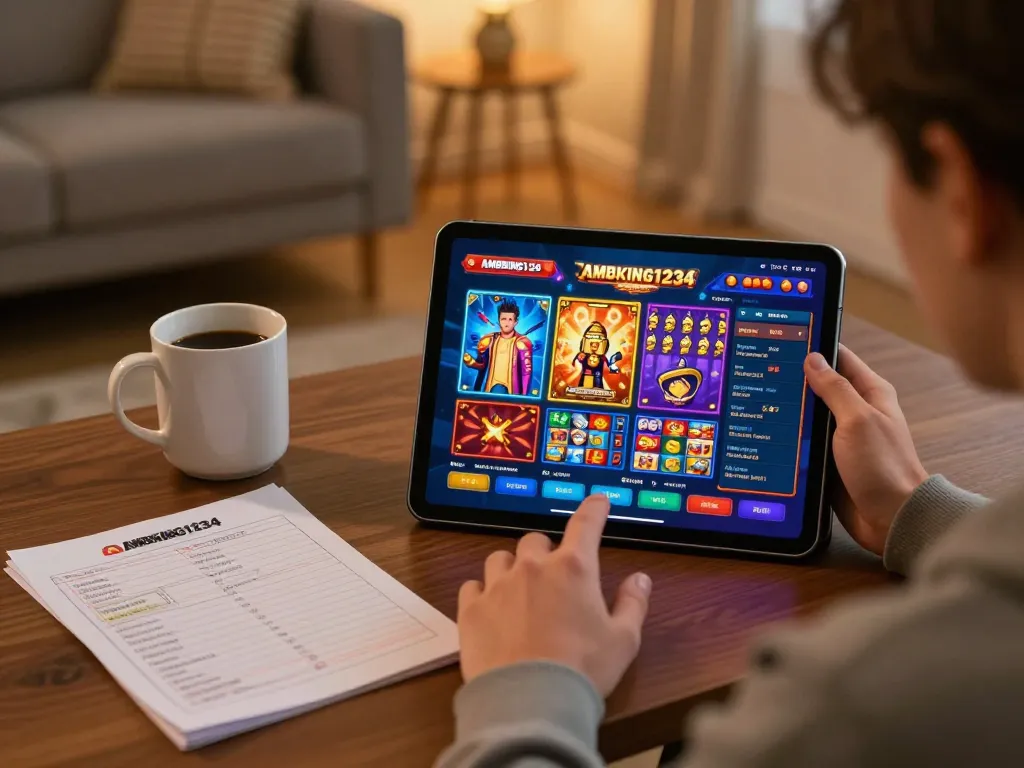 Person analyzing m115 betting strategies on a tablet while experiencing interactive casino gaming.