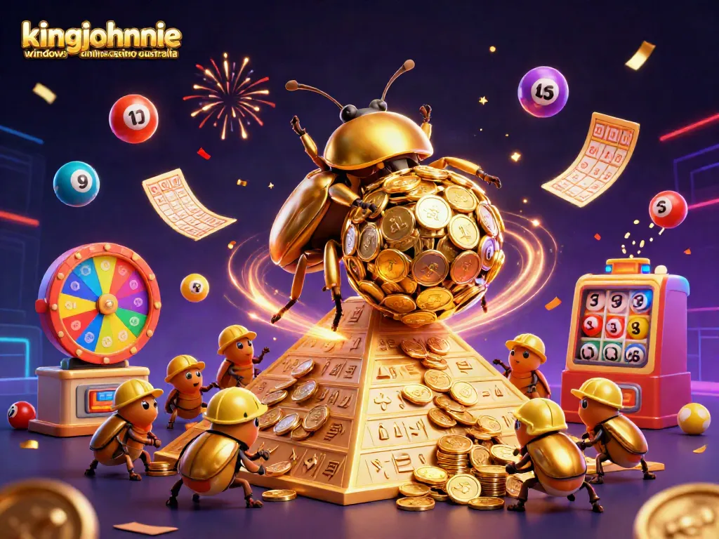 Experience the excitement of kingjohnnie windows online casino australia with vibrant gambling elements and festive celebration.