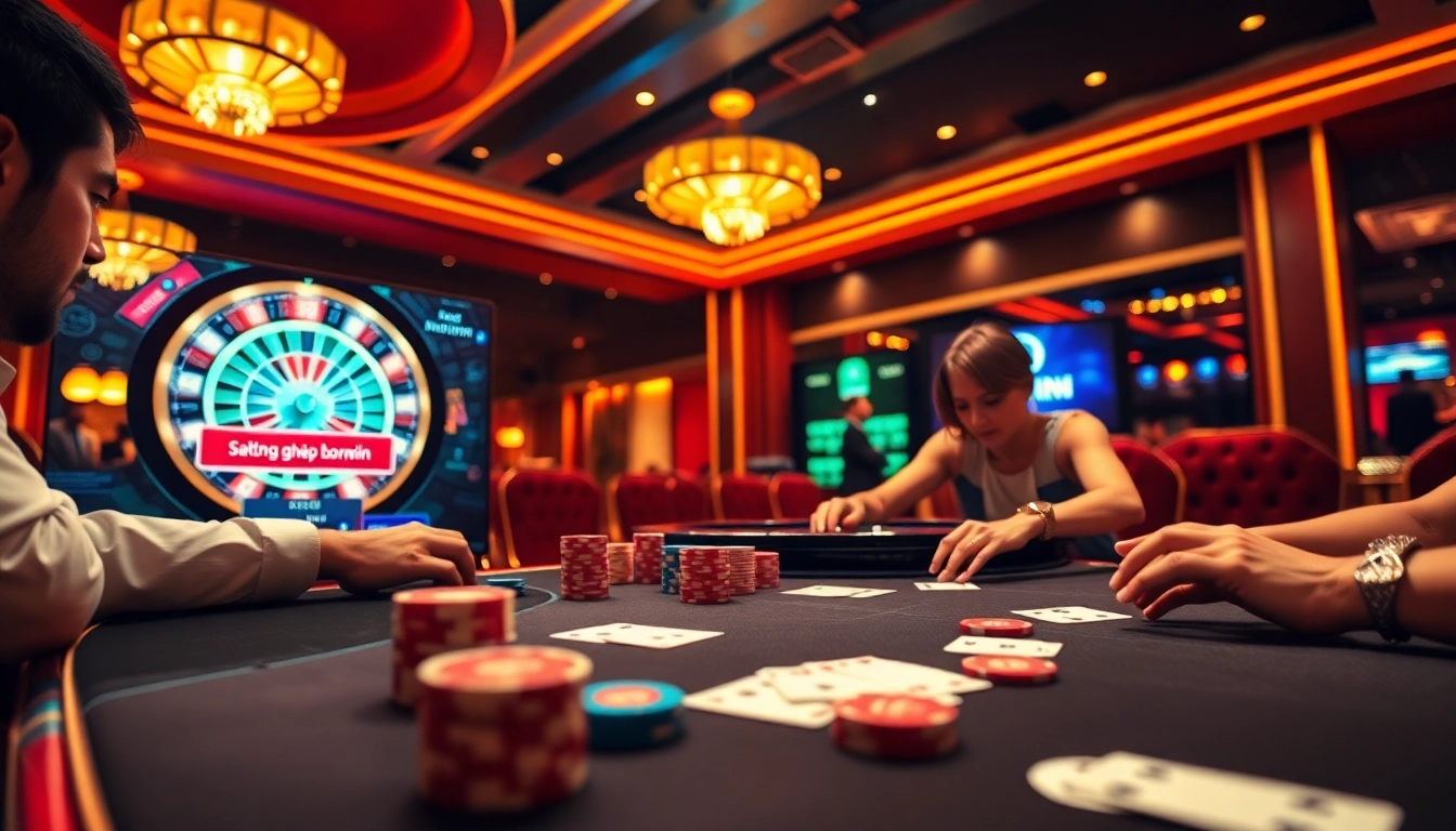 Engage with the luxurious atmosphere of Đăng nhập bomwin at an exciting casino scene.