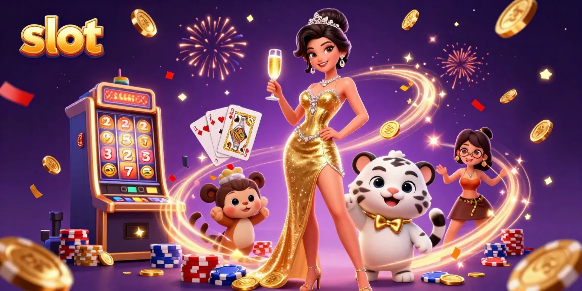 Spin and win at the slot with glamorous characters and dazzling casino elements.