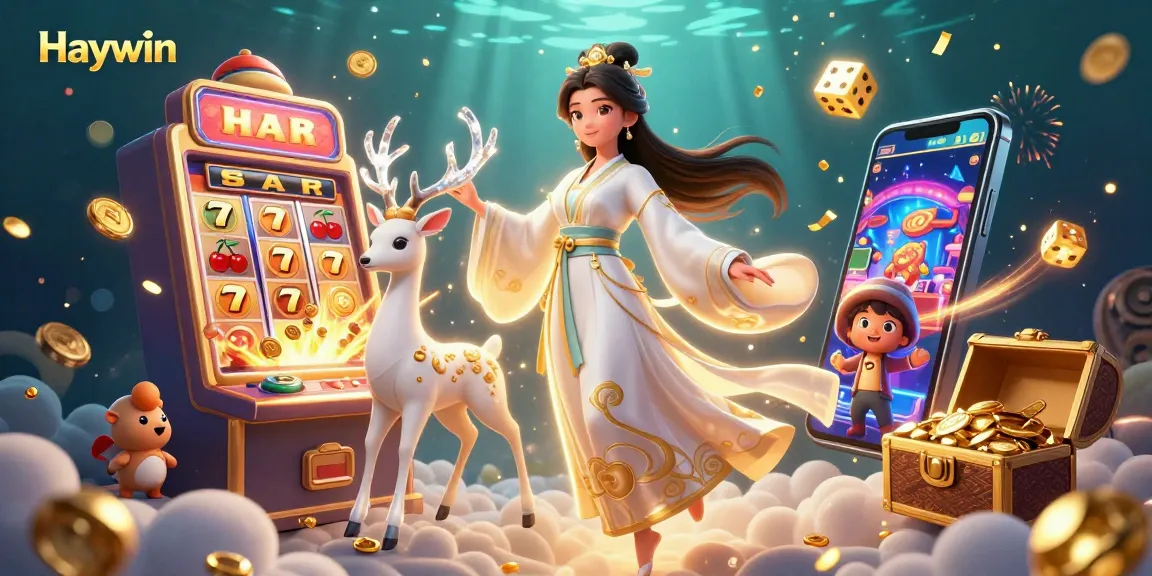 Spin big wins with Haywin in a vibrant 3D casino scene filled with excitement and energy