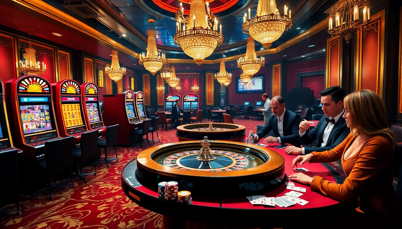 Experience the excitement of b52club with vibrant casino visuals of players and games.
