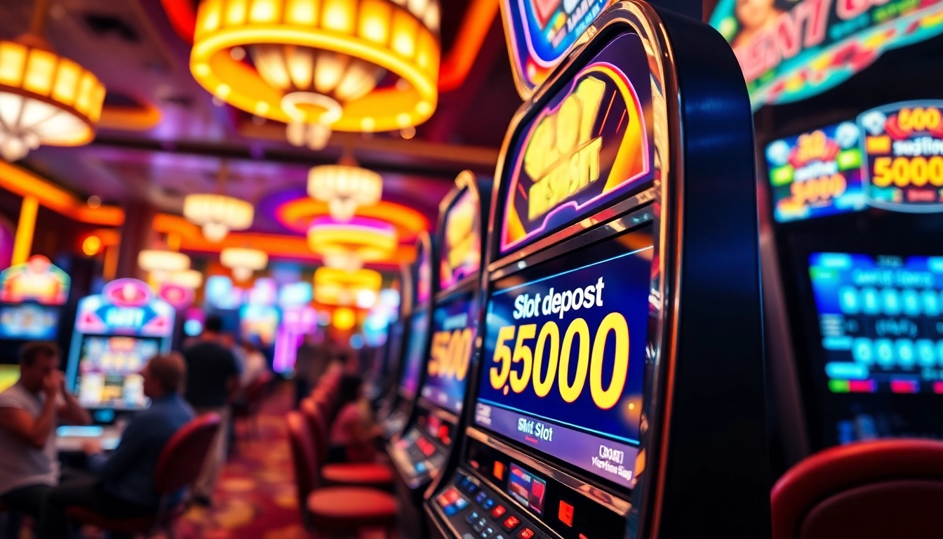 Menangkan Slot deposit 5000 di mesin slot dengan atmosfer kasino yang semarak.