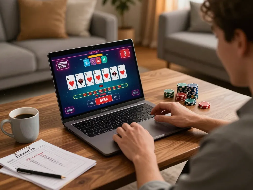 Engaging with nk88 online live baccarat from a cozy home setup.