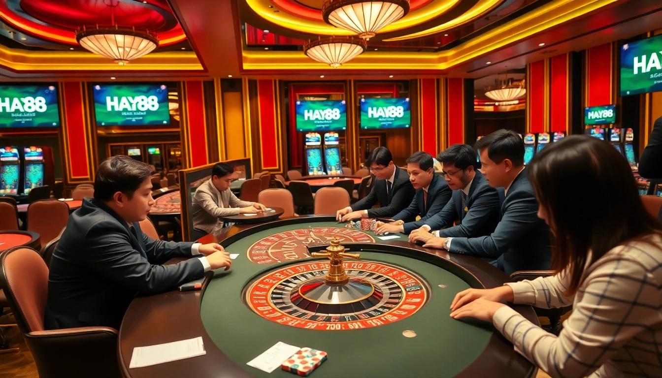 Experience thrilling gameplay at HAY88 with vibrant casino tables and engaging players.