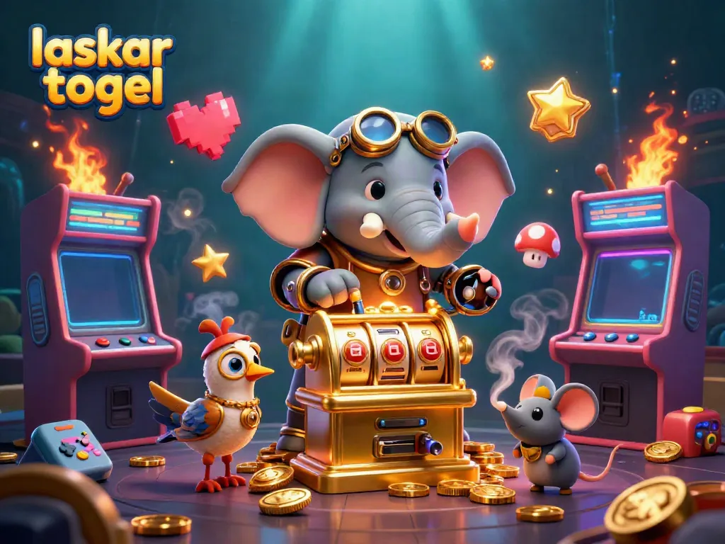 Play and win at laskar togel with vibrant steampunk-themed 3D casino illustration featuring exciting game elements.