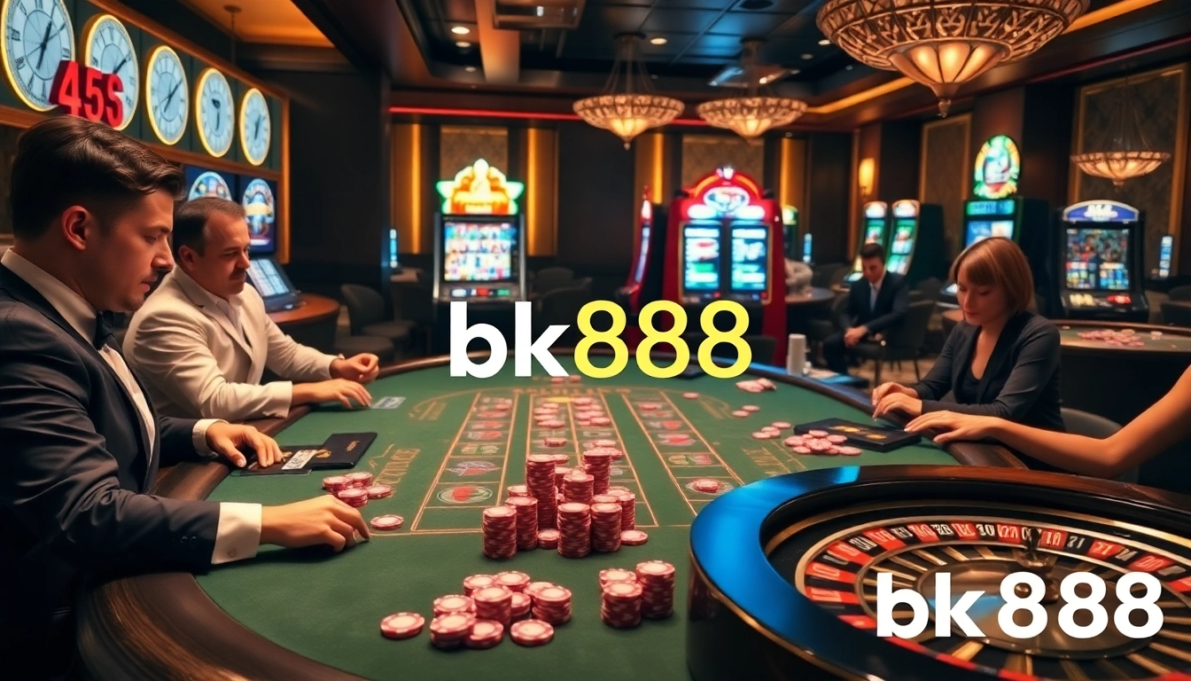 Engaging players enjoying a blackjack game at bk888 casino, showcasing excitement and strategy.