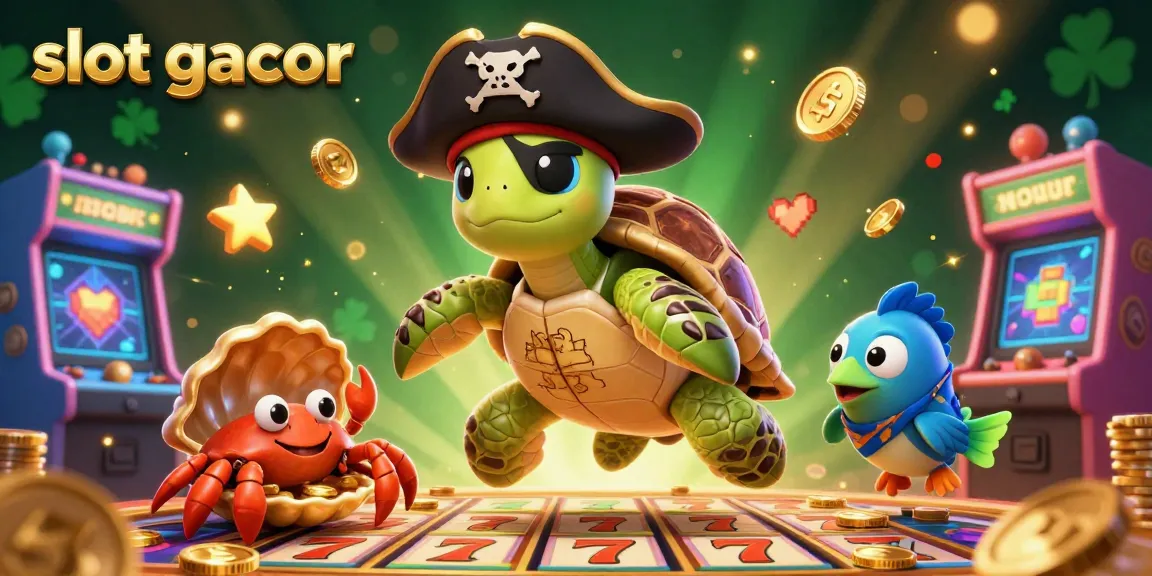 Play winning slot gacor with captivating characters above rich treasures and vibrant arcade game machines.