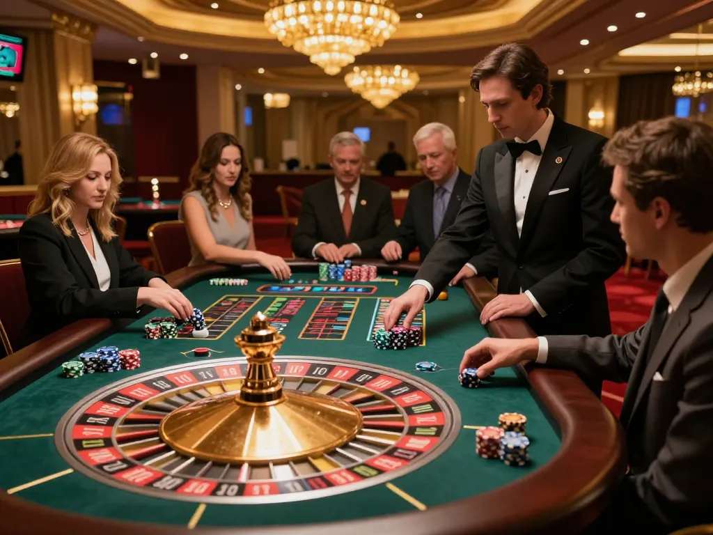 Players engaging in a thrilling roulette game at du88, focused on the spinning wheel and betting action.