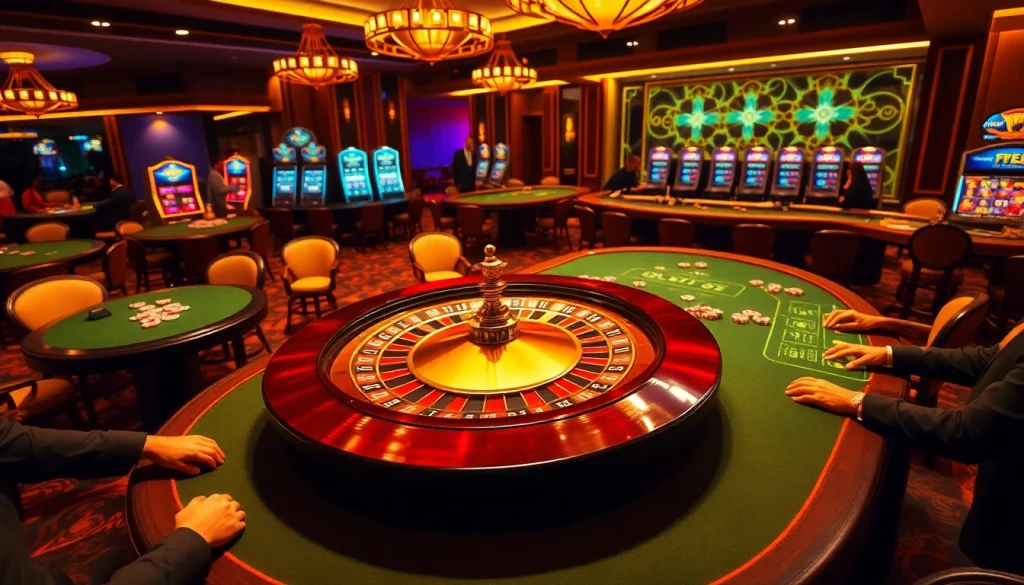 Engage in thrilling games at https://www.roo99v1.com/ with luxurious casino tables and vibrant roulette wheels.