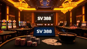 Engage in the excitement of SV 388 with vibrant casino tables and immersive betting interfaces.