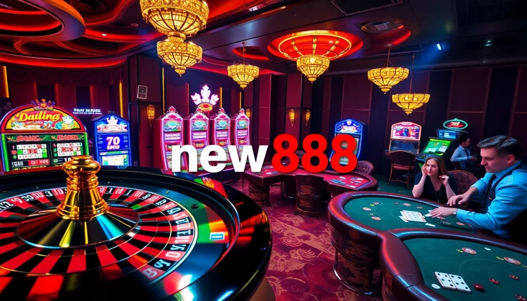 Experience thrilling gaming action at new888 casino with vibrant tables and exciting slot machines.
