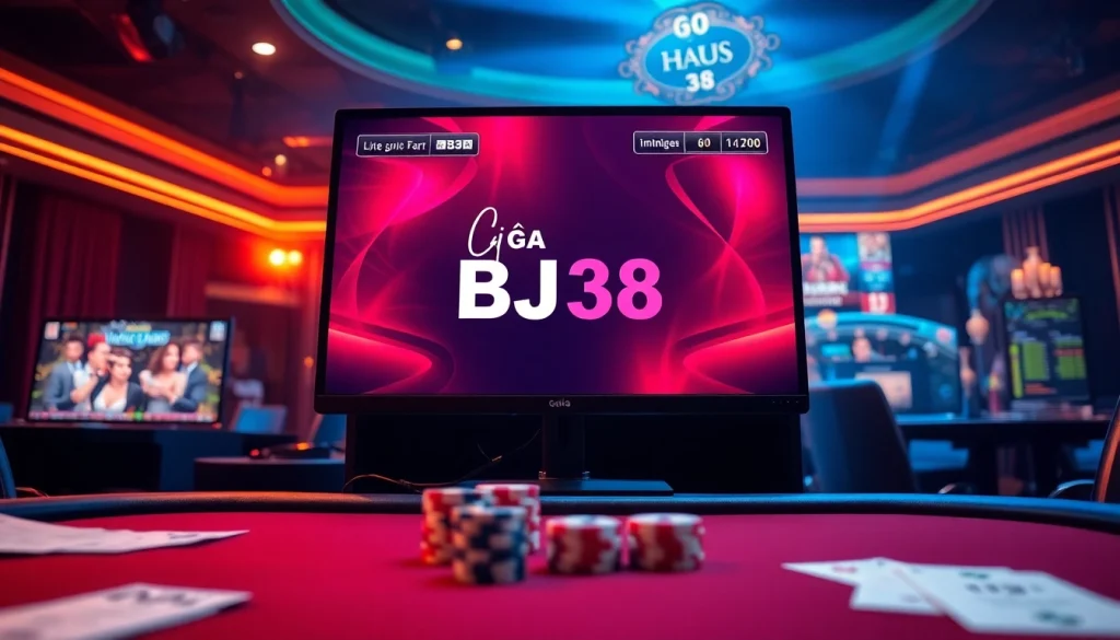 Betting action on Đá Gà BJ38 platform featuring live games and interactive betting elements.