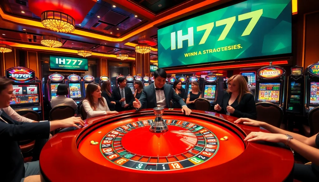 Experience thrilling roulette gameplay at IH777 with vibrant casino ambiance and stylish players.