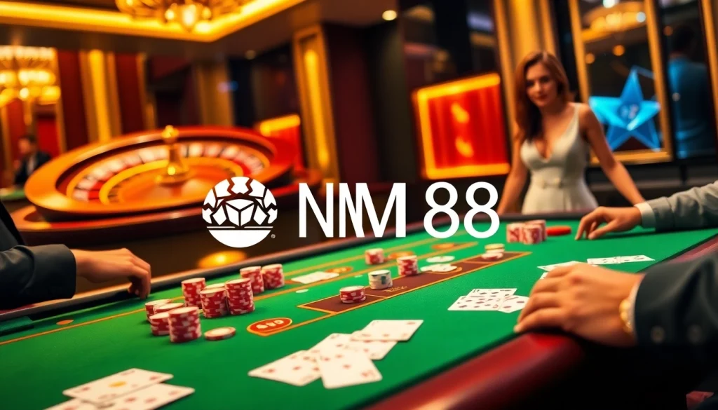 Experience the excitement of MM88 with our vibrant poker table and glamorous casino setting.