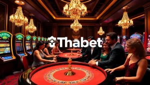 Players celebrating their wins at Thabet casino tables, enjoying a luxurious gambling experience.