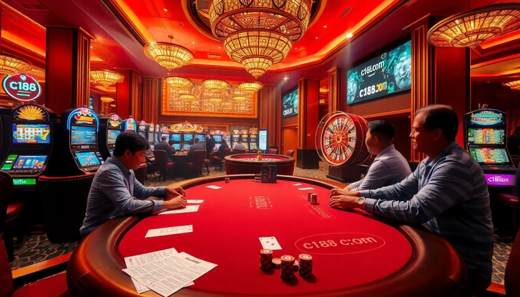 Engage in thrilling gameplay at c168.com with vibrant poker tables and slot machines.