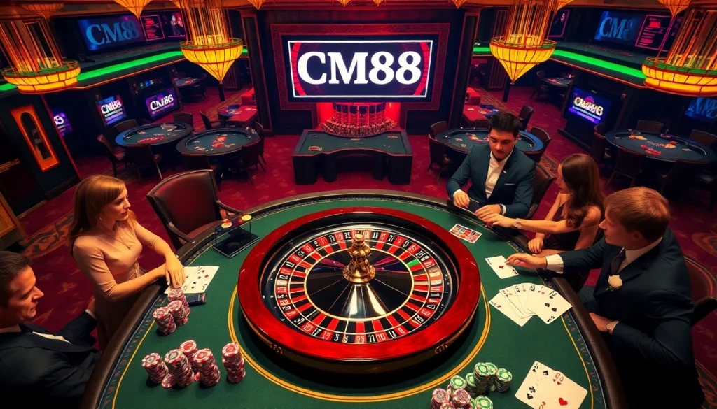 CM88 players enjoying exciting roulette action in a luxurious casino setting
