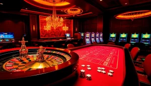 Thabet casino scene showcasing poker and roulette excitement with luxury ambiance.