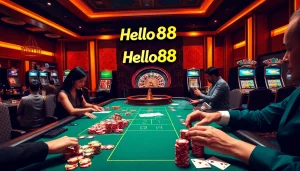 Experience the thrill of gambling at Hello88 with players enjoying a vibrant casino scene.