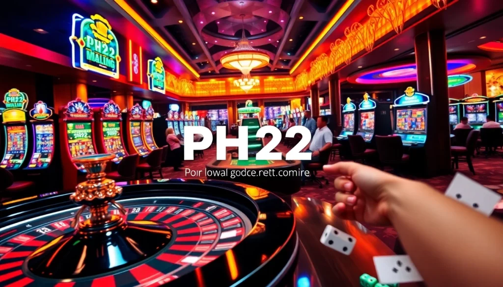 Experience live gaming action at https://ph22.net.ph/ with players enjoying high-stakes slots and roulette.