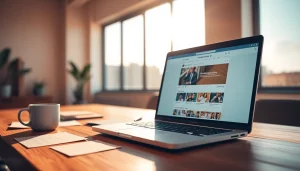 Engaging workspace illustrating follow in dm on Instagram with a laptop and notes.