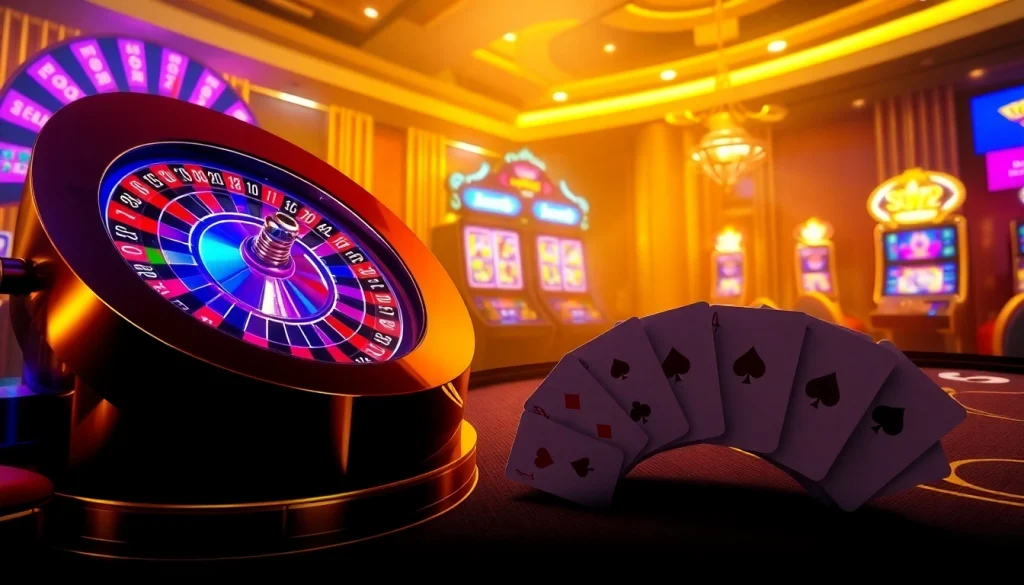 Experience vibrant online gaming at new888 with exciting slot machines and roulette wheels.