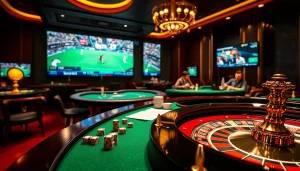 Engaging sports betting atmosphere showcasing thể thao kkwin with vibrant gambling elements.