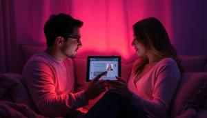 Engaging in a sex ai chat in a cozy digital environment with warm ambient lighting.