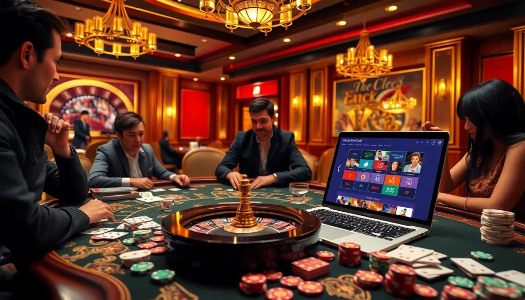 Experience the thrill of gambling at https://fly88.deal/ with a captivating casino scene showcasing gaming excitement.