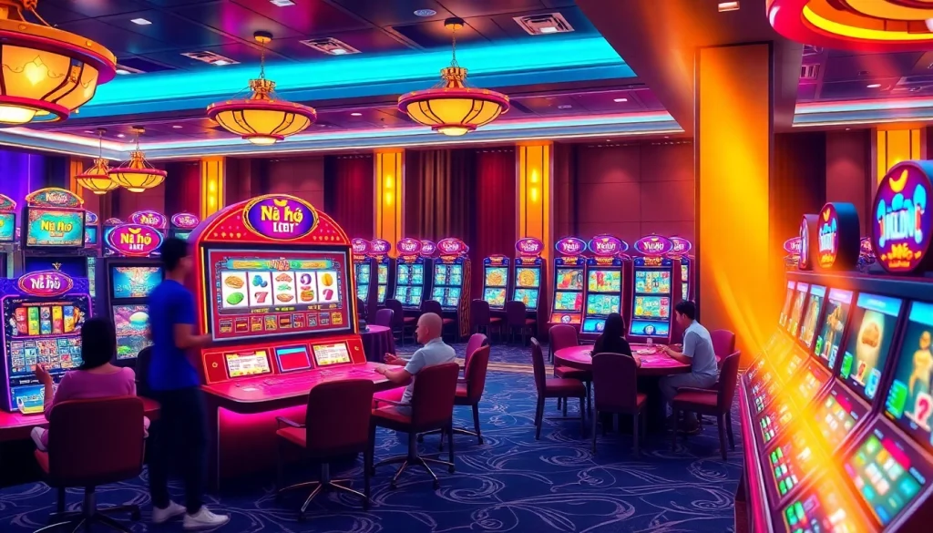 Nổ hũ gaming experience highlighting vibrant slot machines and engaging casino atmosphere.