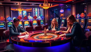 Experience thrilling gameplay at https://mk8th.net/ with lively casino tables, poker chips, and vibrant slot machines.
