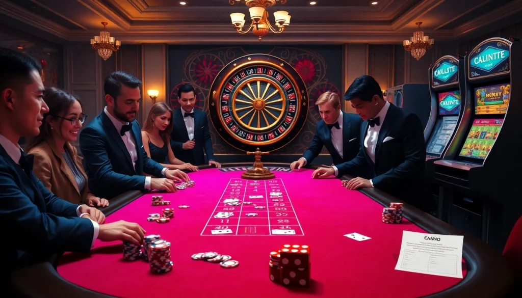 Poker players at a table showcasing strategy and excitement at https://nohu90io.uk.net/ with vibrant chips and cards.